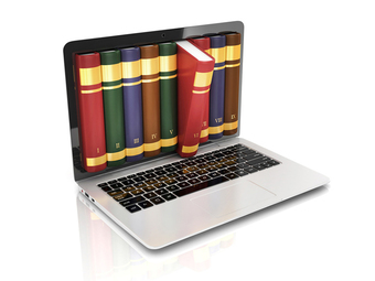 Bild eines Laptops, auf dessen Bildschirm Bücher zu sehen sind Dopipedia_800x600.jpg